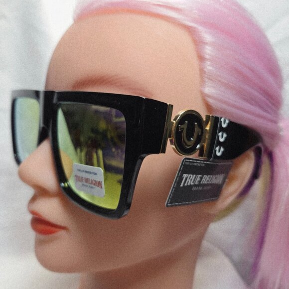 NWT True Religion Black Mirror Sunglasses 100% UV Protection TRM1784X-1BB - Picture 1 of 5